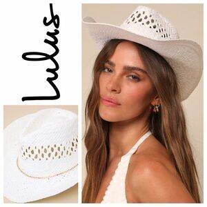 NWT Lulu’s Cutest Cowgirl White Woven Western Hat